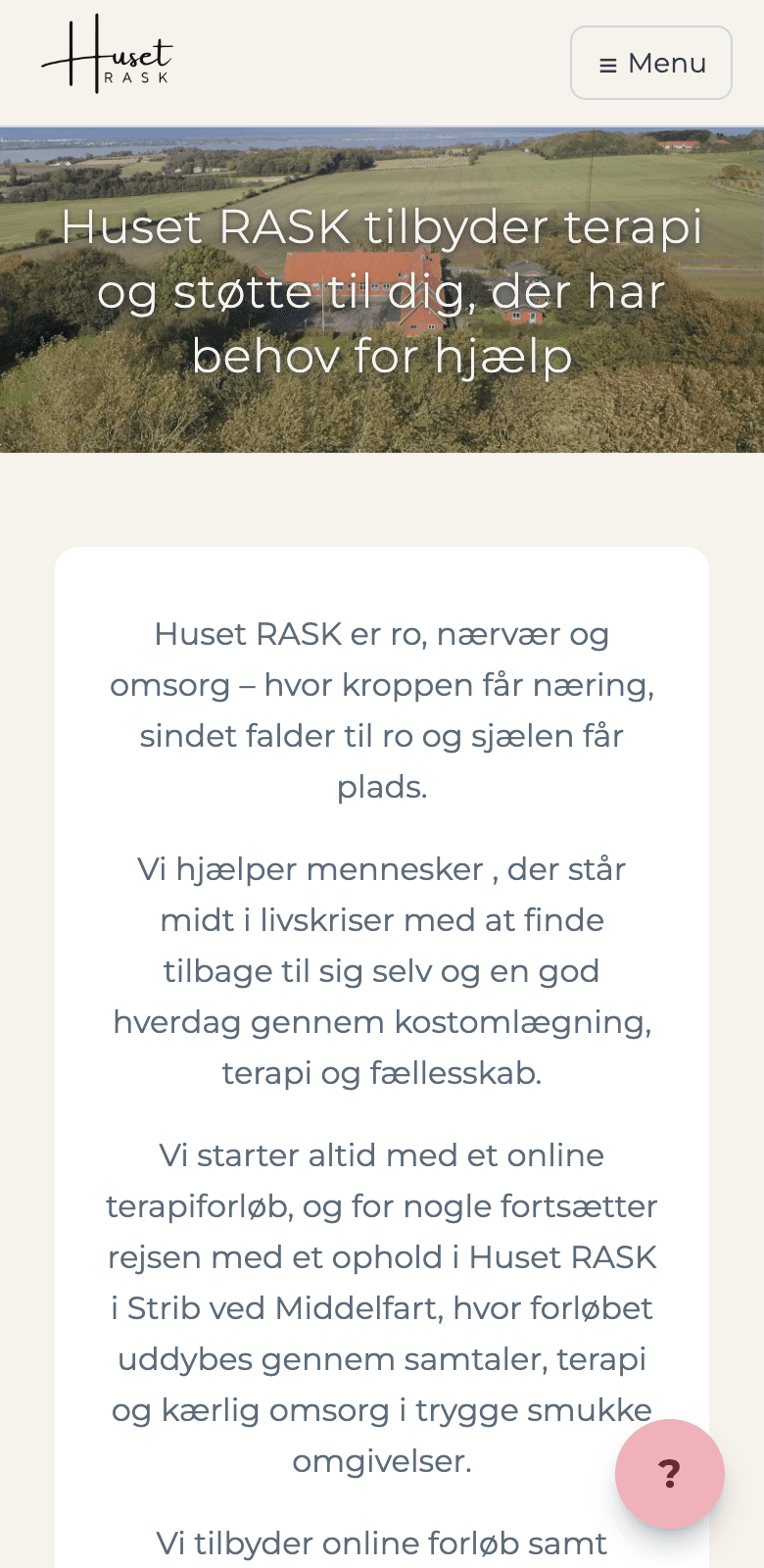 Huset RASK website on mobile